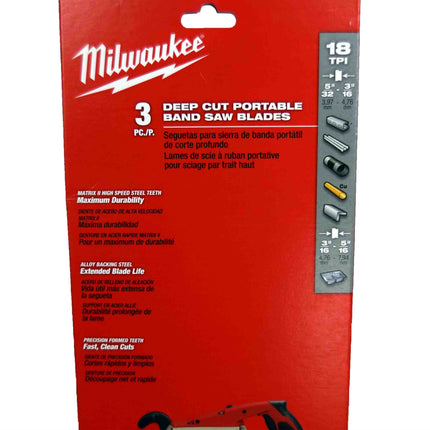 Milwaukee 48-39-0521 18 TPI Standard Deep Cut Band Saw Blade 3 Pack