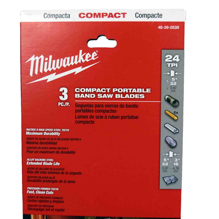 Milwaukee 48-39-0539 Compact Portable Band Saw Blade 24 TPI