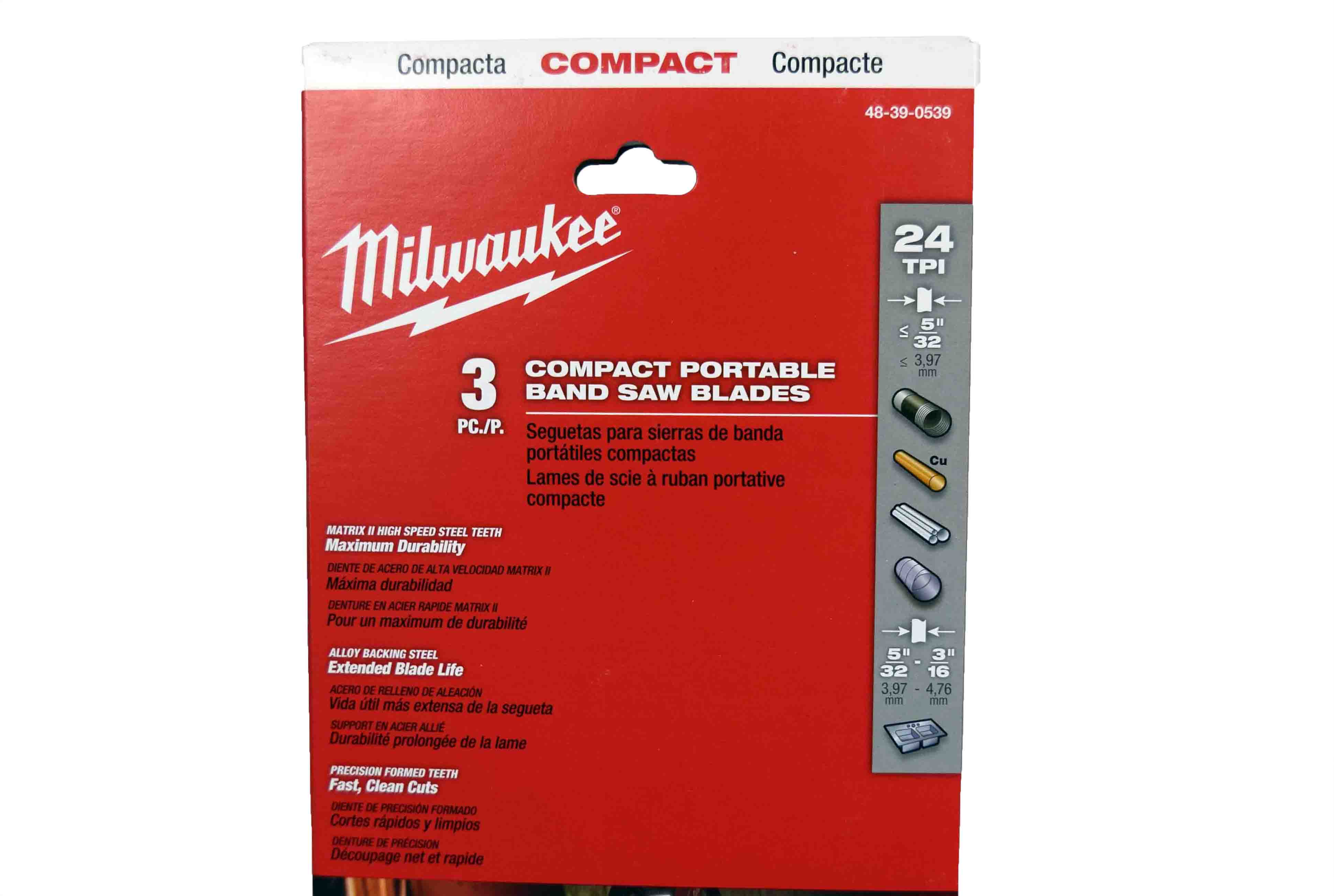 Milwaukee 48-39-0539 Compact Portable Band Saw Blade 24 TPI