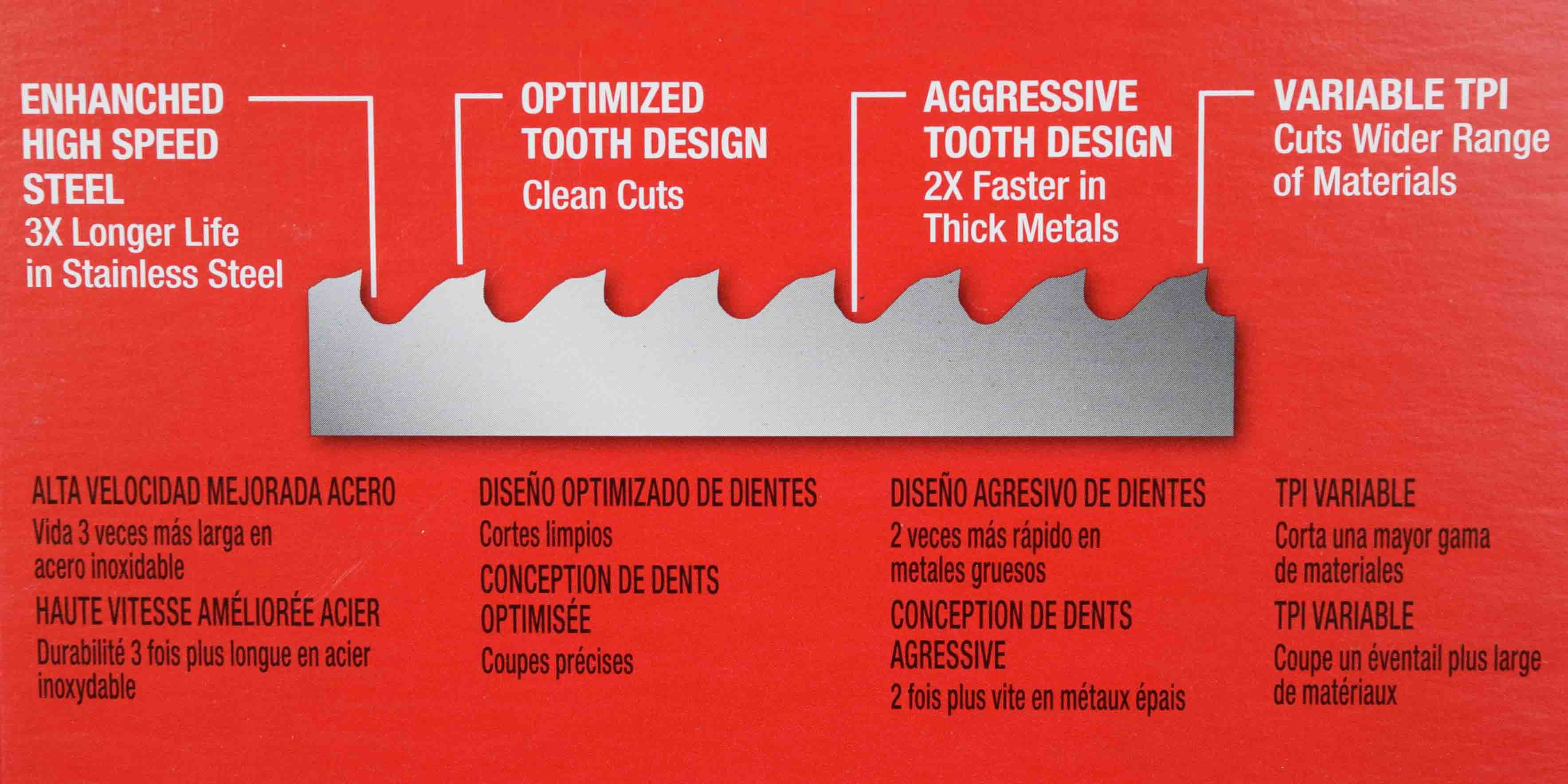 Milwaukee 48-39-0601 44-7/8inch Bandsaw Blades Extreme Thick Metal Deep Cut 8/10 TPI (3 Pack)