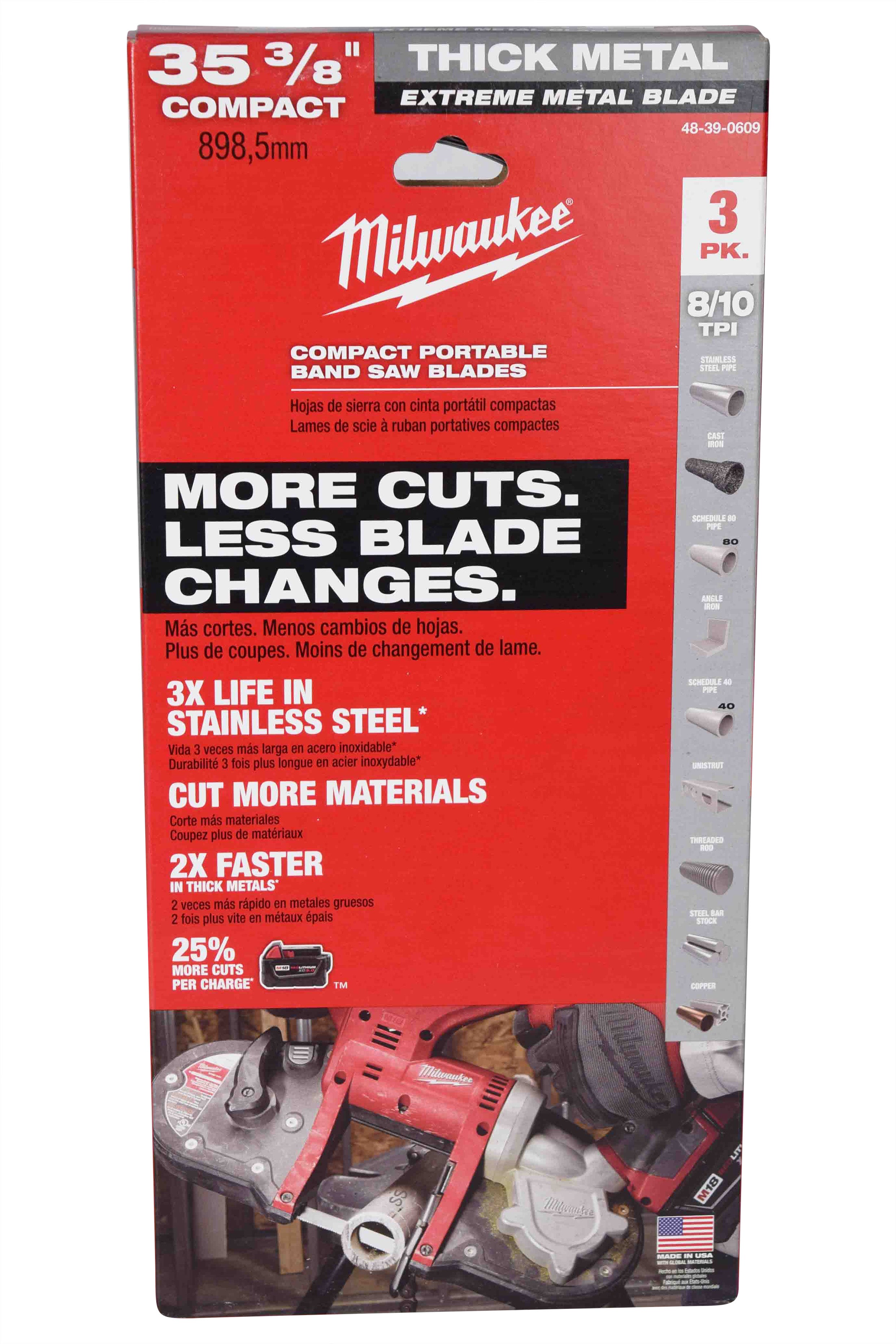 Milwaukee 48-39-0609 35-3/8inch 8-10 Tpi Extreme Thick Metal Compact