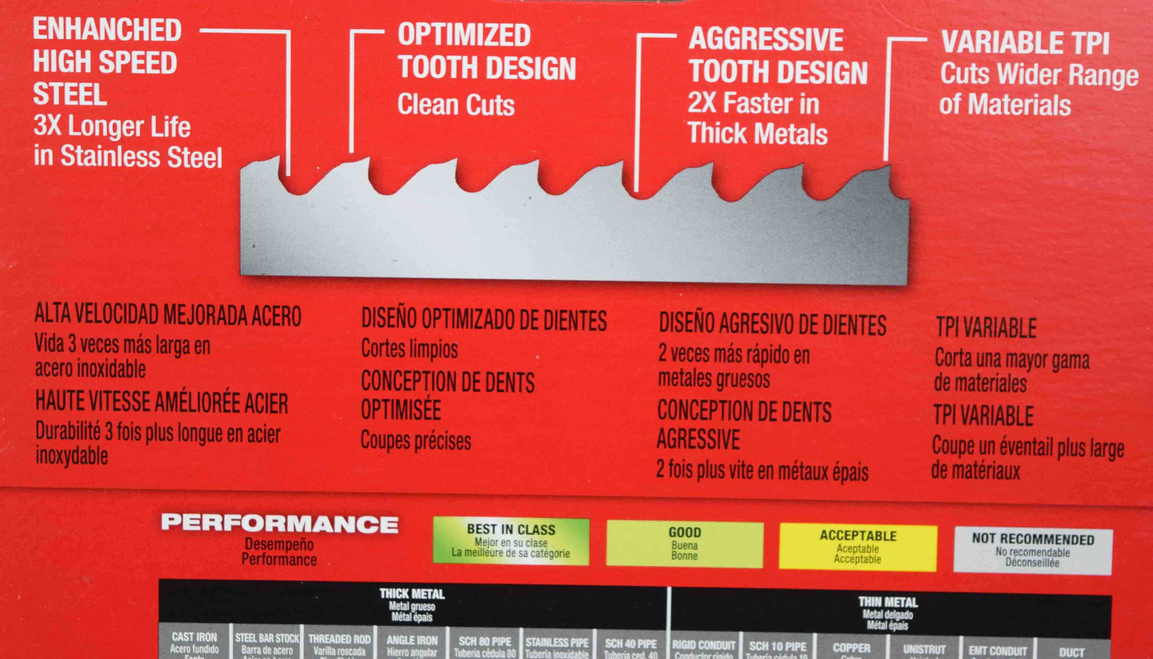 Milwaukee 48-39-0619 35-3/8inch Bandsaw Blades Extreme Thin Metal Compact 12/14 TPI (3 Pack)