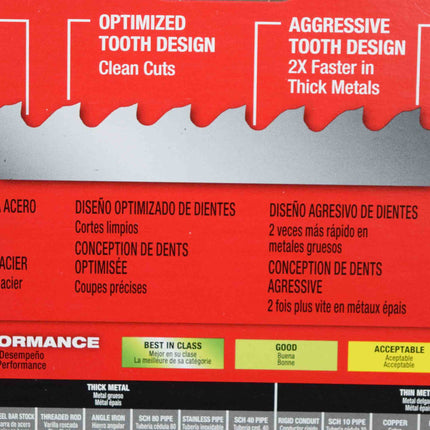Milwaukee 48-39-0619 35-3/8inch Bandsaw Blades Extreme Thin Metal Compact 12/14 TPI (3 Pack)