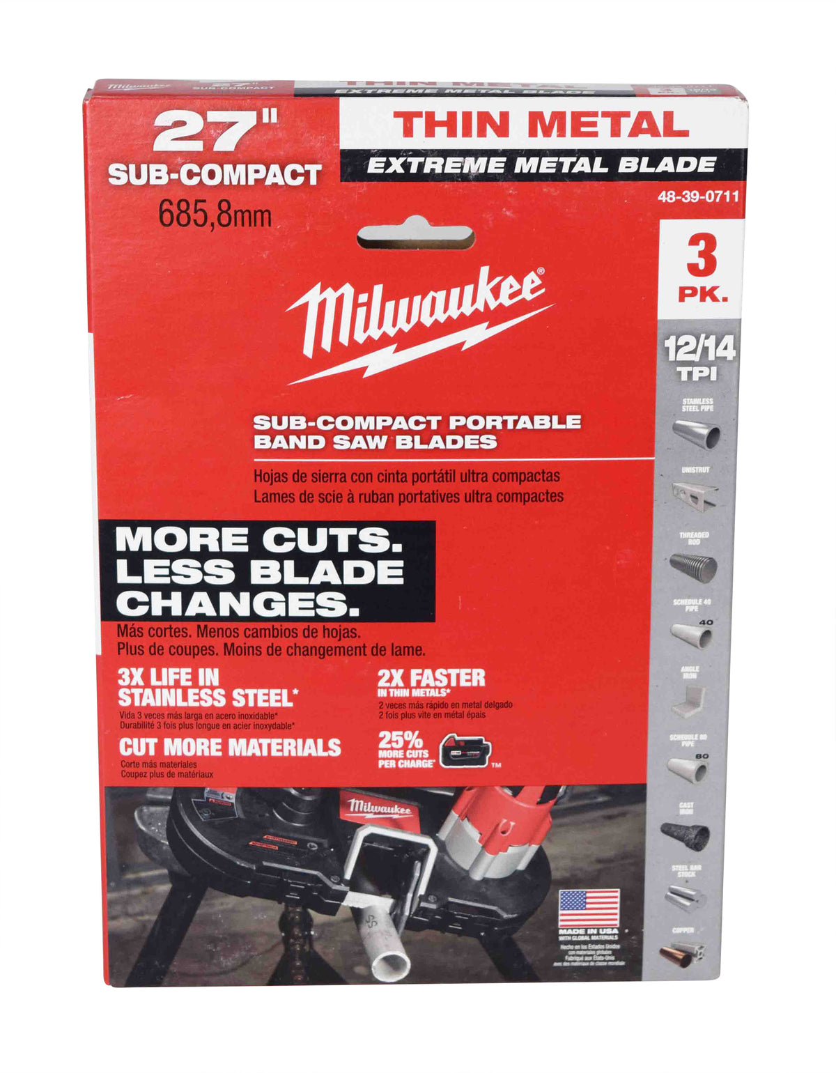 Milwaukee 48-39-0711 27inch 18-Tpi Extreme Thin Metal Bandsaw Blades 3