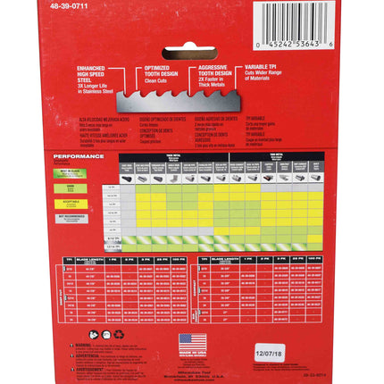 Milwaukee 48-39-0711 27inch 18-Tpi Extreme Thin Metal Bandsaw Blades 3