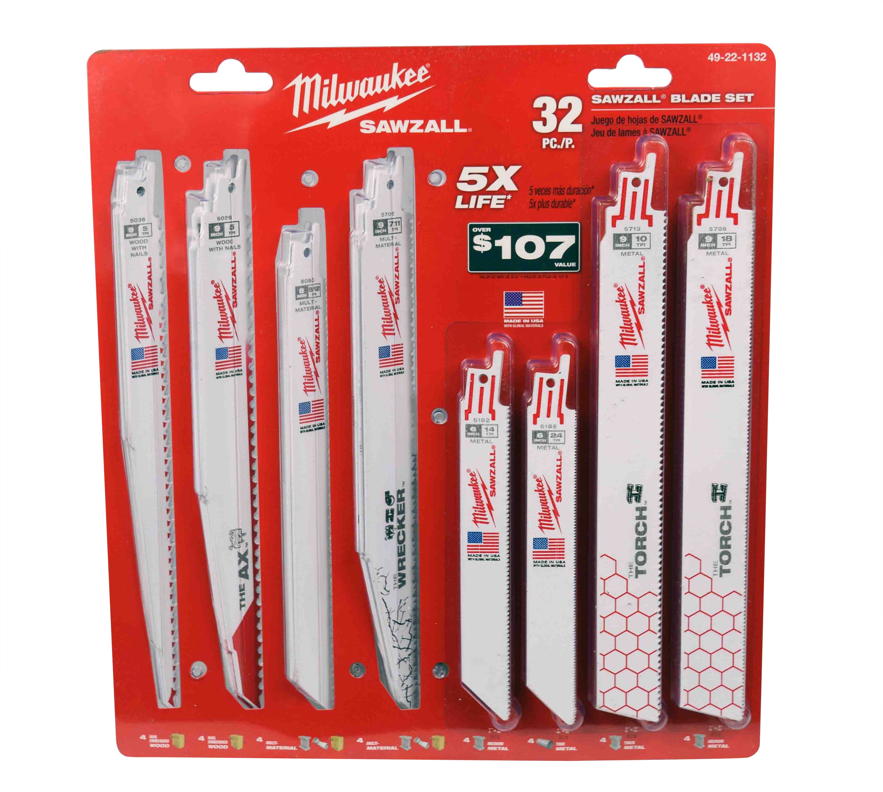 Milwaukee 49-22-1132 Wood and Metal Mega Reciprocating Saw Blade Kit