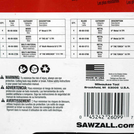 Milwaukee 49-22-1132 Wood and Metal Mega Reciprocating Saw Blade Kit