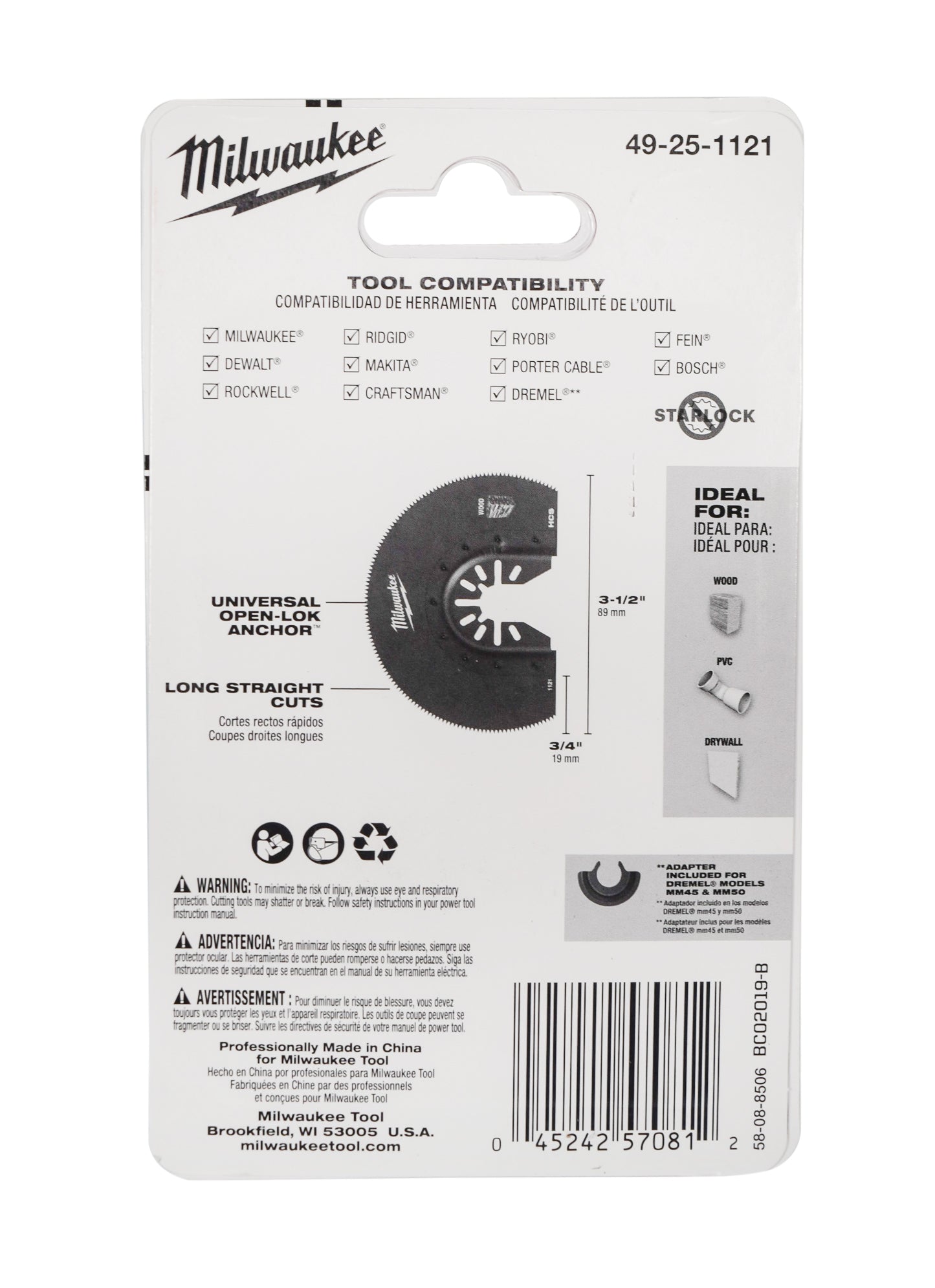 Milwaukee 49-25-1121 OPEN-LOK  3-1/2" HCS SEGMENTED WOOD BLADE 1PK
