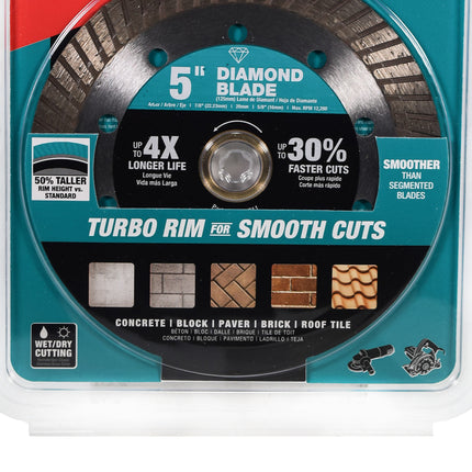 Makita B-69711 5 in. General Purpose Turbo Rim Diamond Blade 1-Pack