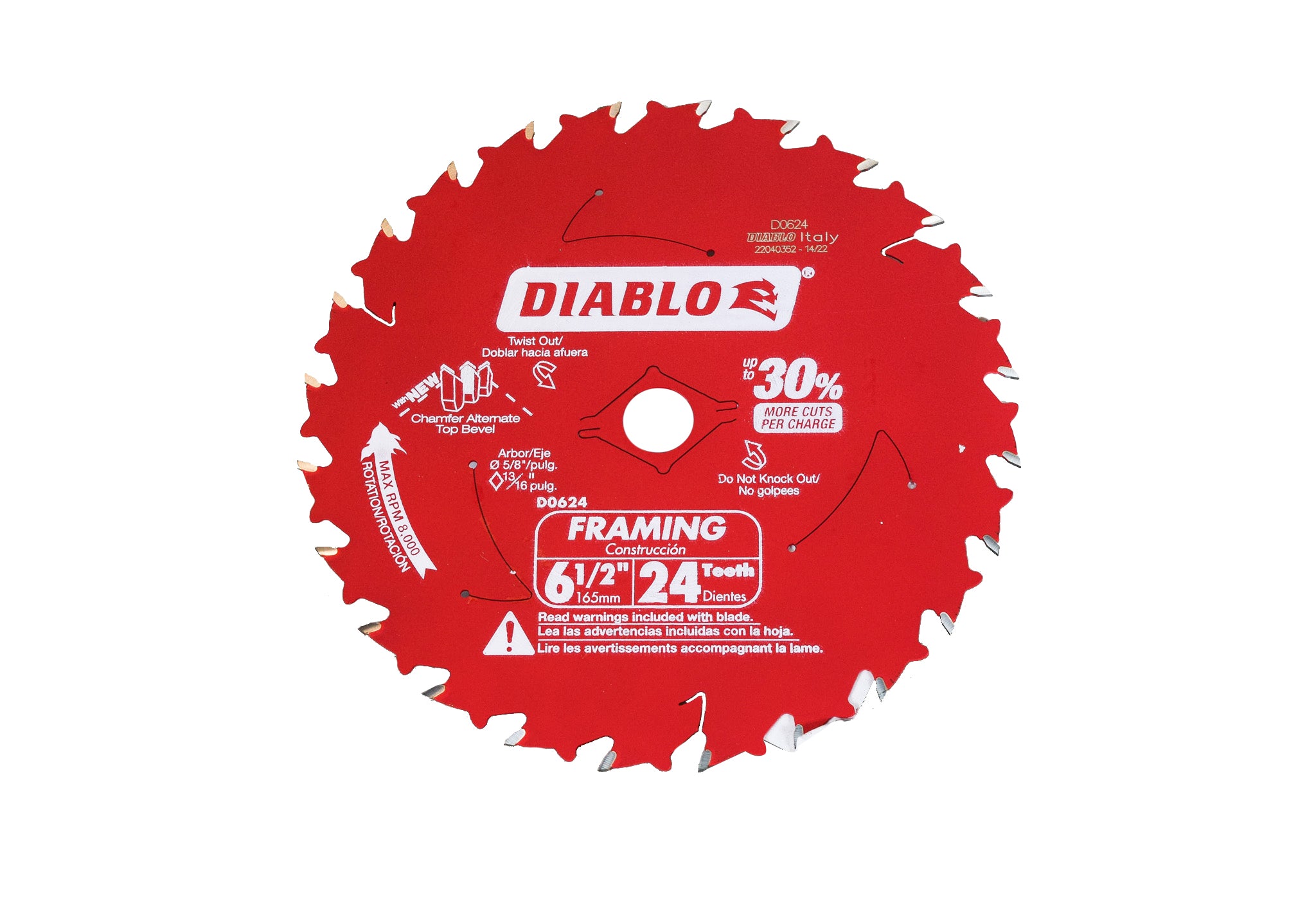 Diablo D0624A 6-1/2" x 24-Teeth Framing Saw Blade for Wood