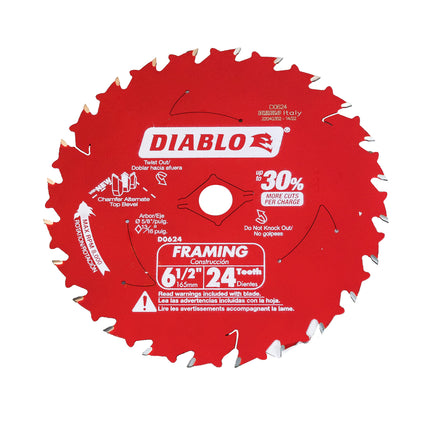 Diablo D0624A 6-1/2" x 24-Teeth Framing Saw Blade for Wood