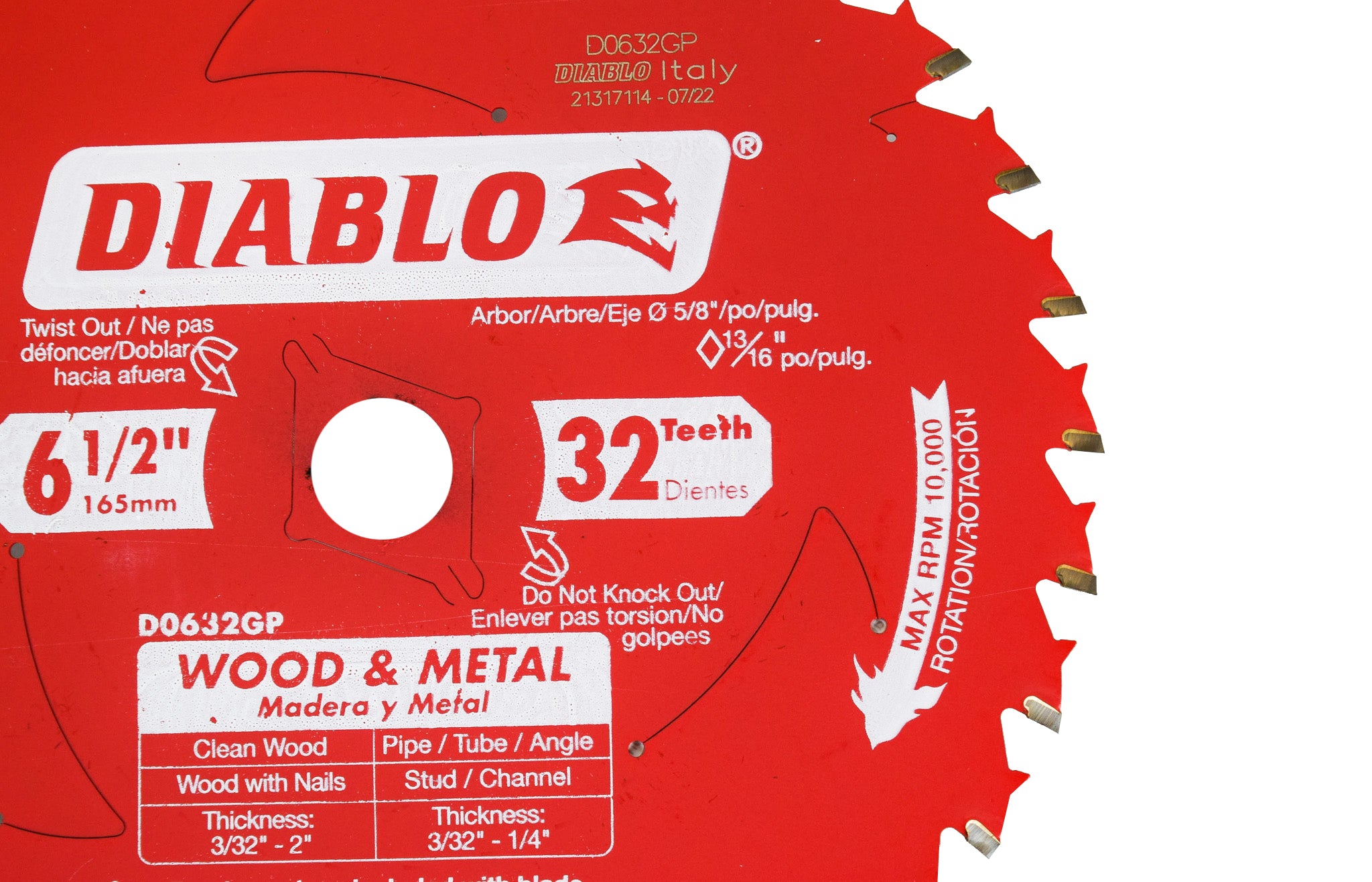 Diablo D0632GPA 6.5" 32 Tooth Wood and Metal Carbide Saw Blade