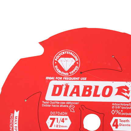 Diablo D0704DHA 7 1/4" 4T PCD Tip TCG Hardie Blade Fiber Cement Saw Blade