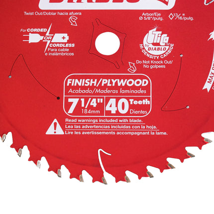 Diablo D0740A 7-1/4" x 40-Teeth Finish Saw Blade for Wood
