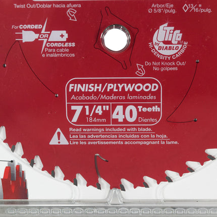 Diablo D0740X 7-1/4 in. x 40 Tooth Finish Saw Blade