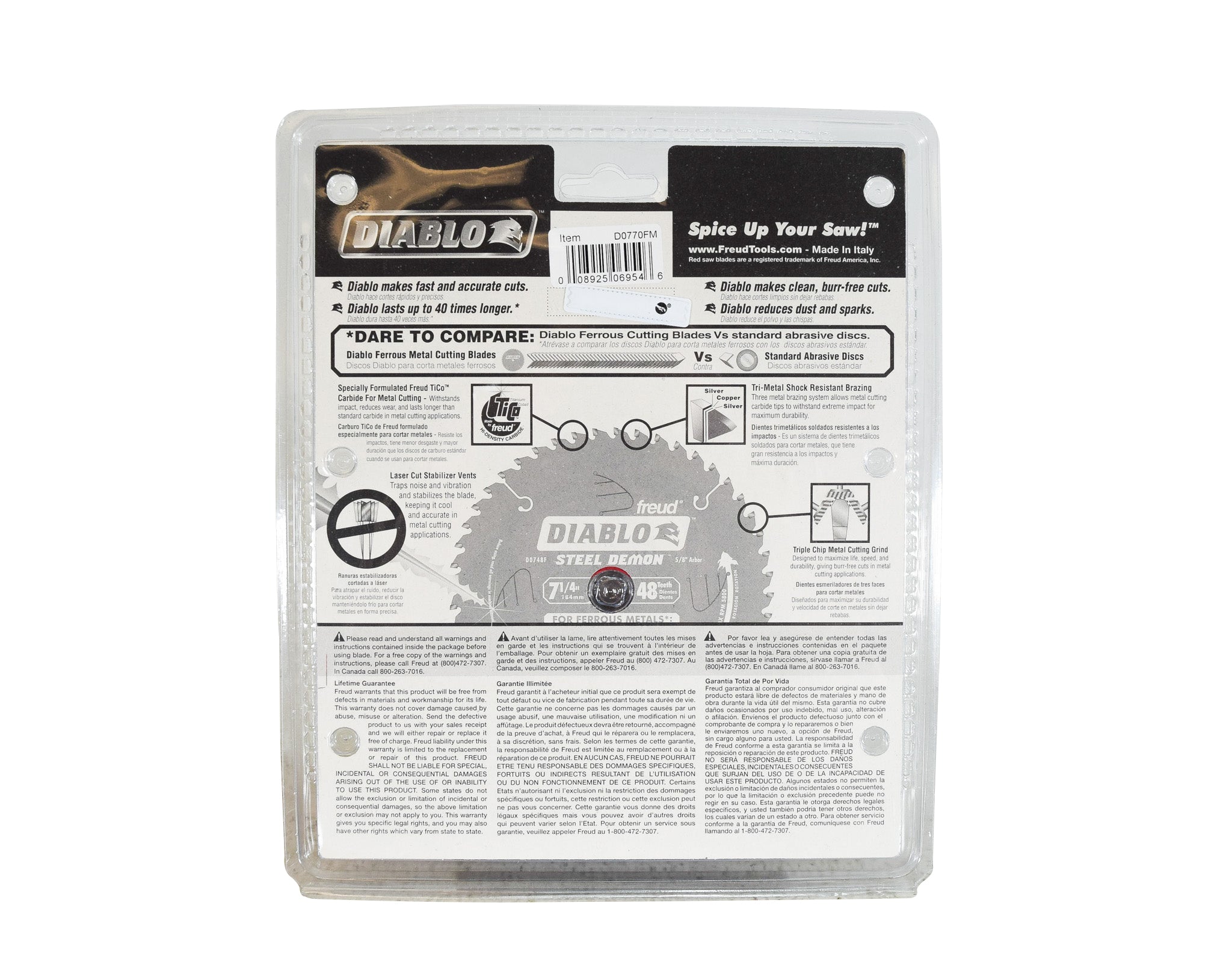 Diablo D0770FM 7 1/4" 70 Tooth 20mm Arbor Metal Cutting Circular Saw Blade