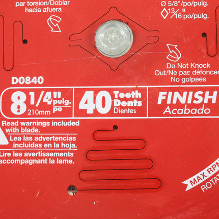 Diablo D0840X 8-1/4 in. x 40 Tooth Finishing Saw Blade