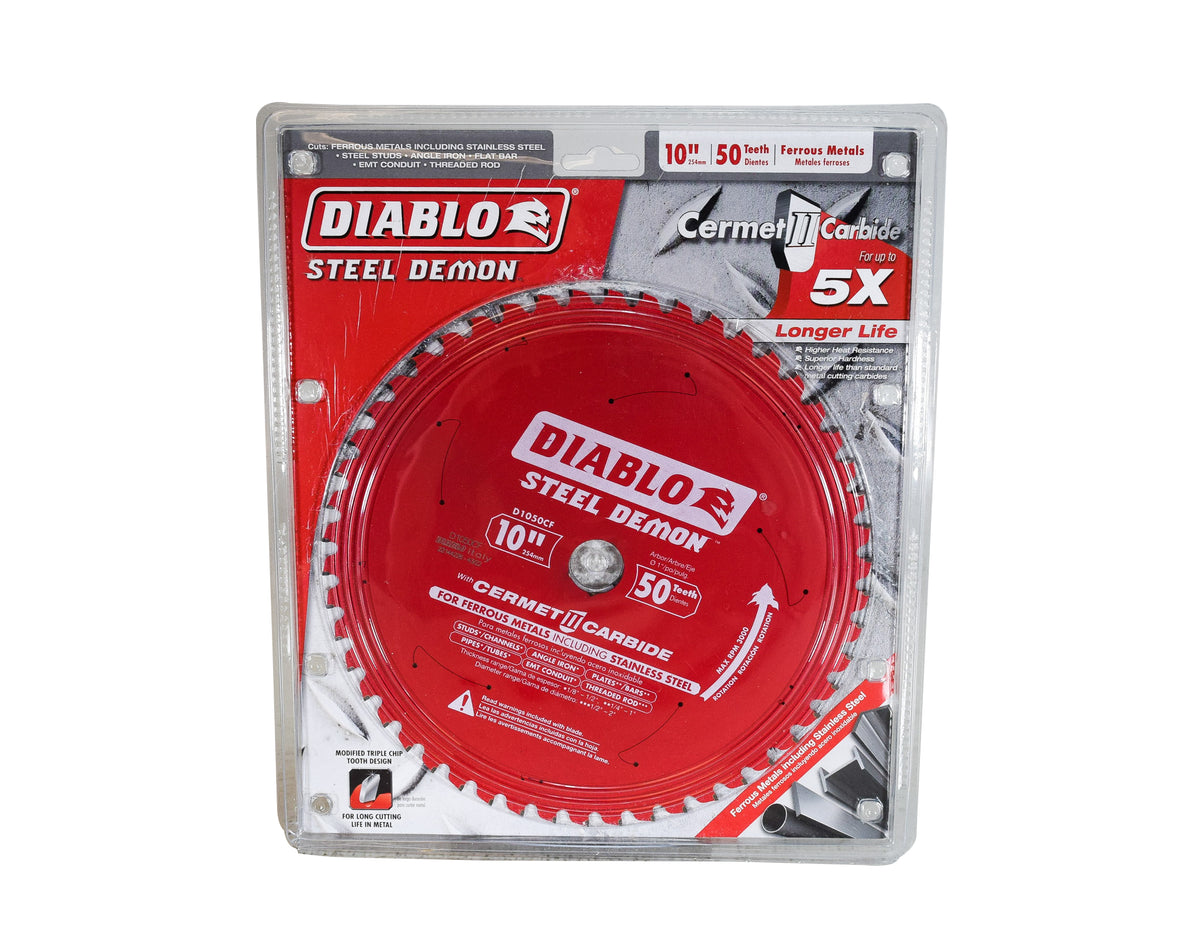 Diablo D1050CF 10" x 50-Teeth Steel Demon Cermet II Saw Blade for Medium Metal