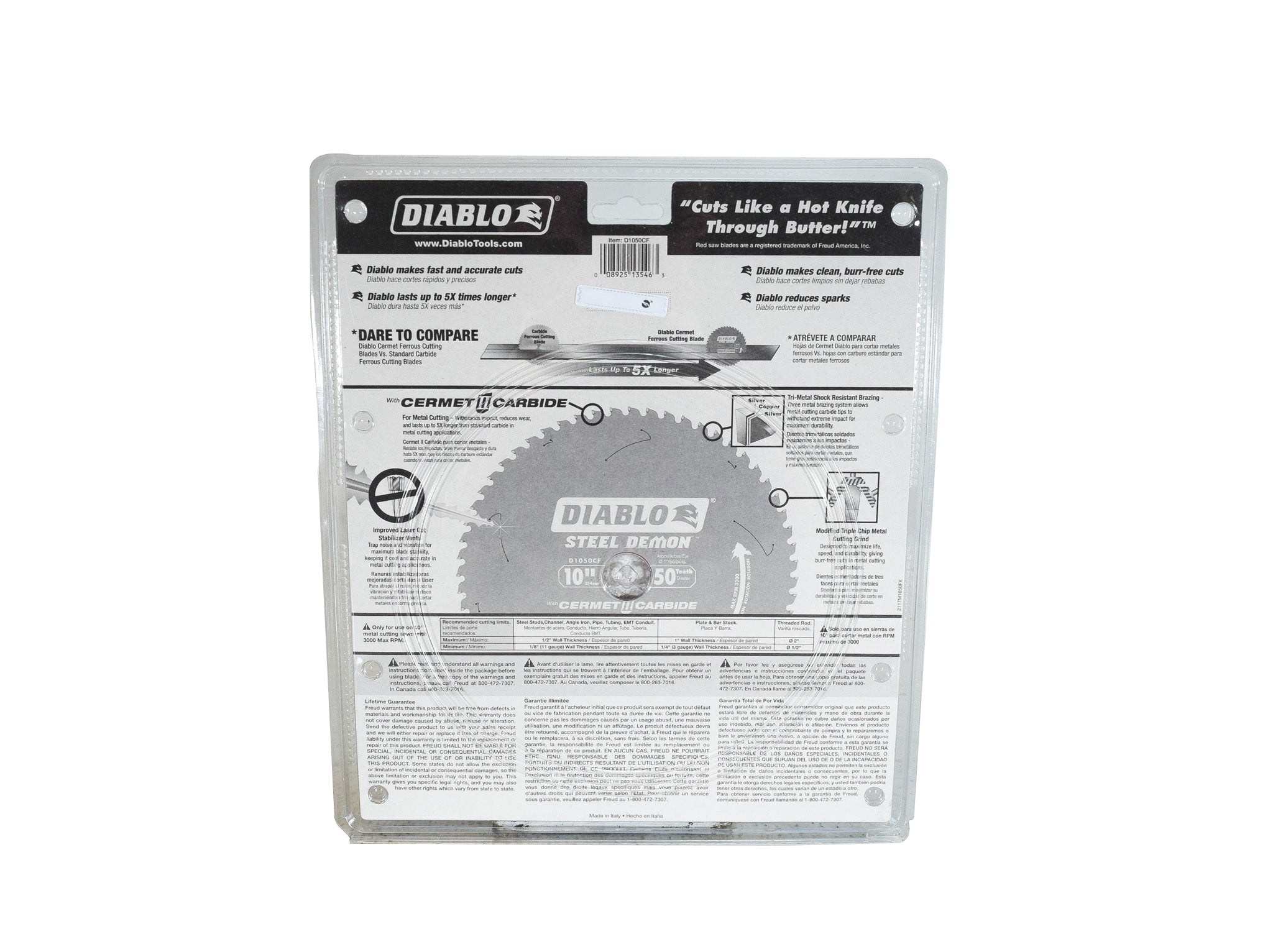 Diablo D1050CF 10" x 50-Teeth Steel Demon Cermet II Saw Blade for Medium Metal