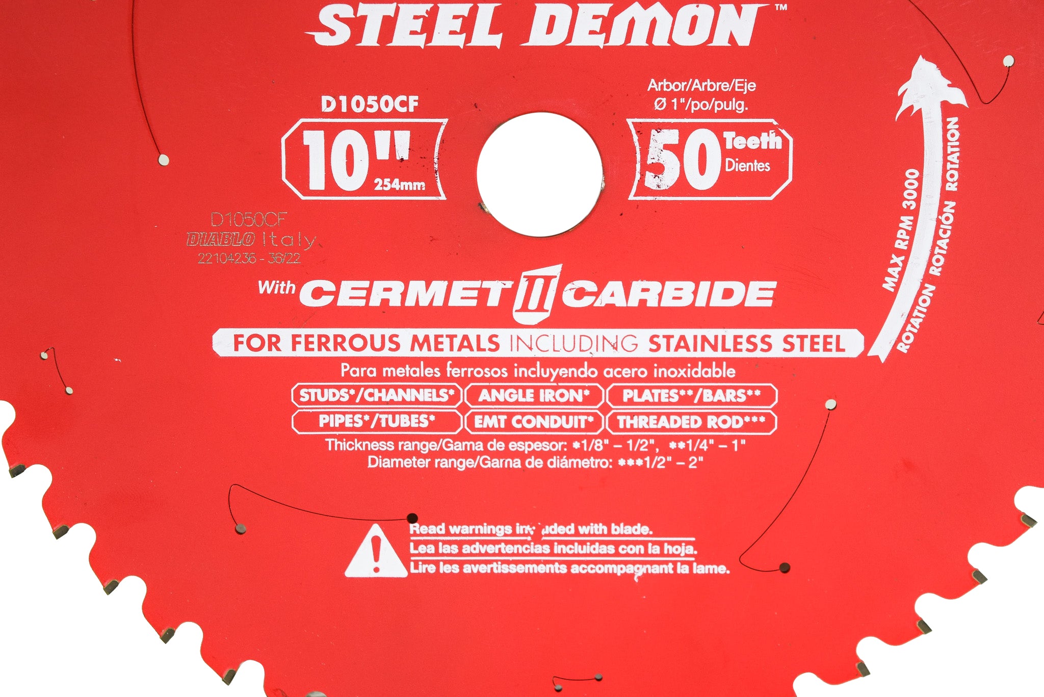 Diablo D1050CF 10" x 50-Teeth Steel Demon Cermet II Saw Blade for Medium Metal