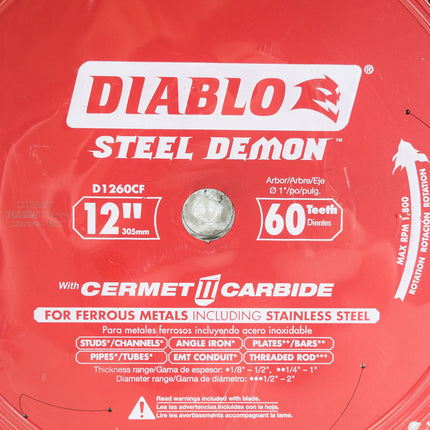 Diablo D1260CF 12" x 60-Teeth Steel Demon Cermet II Saw Blade for Medium Metal