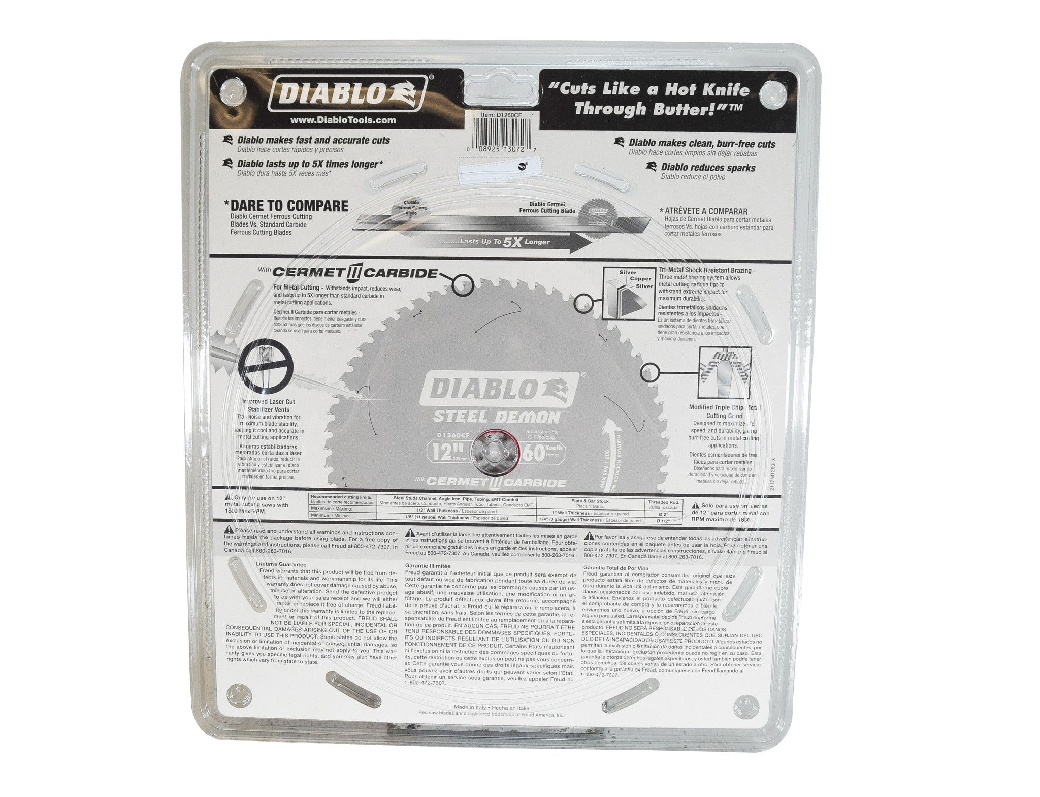 Diablo D1260CF 12" x 60-Teeth Steel Demon Cermet II Saw Blade for Medium Metal