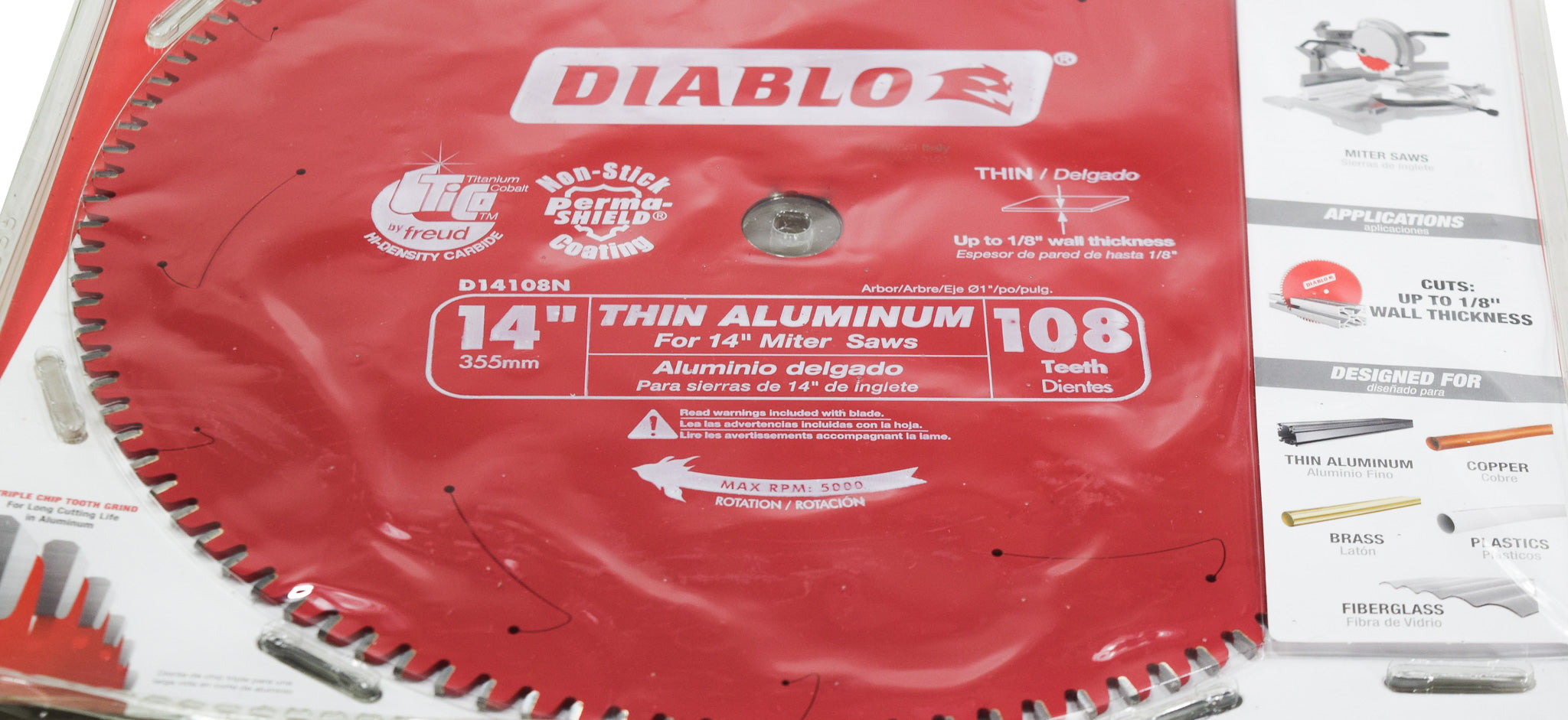 Diablo D14108N 14" x 108-Teeth Saw Blade for Thin Aluminum