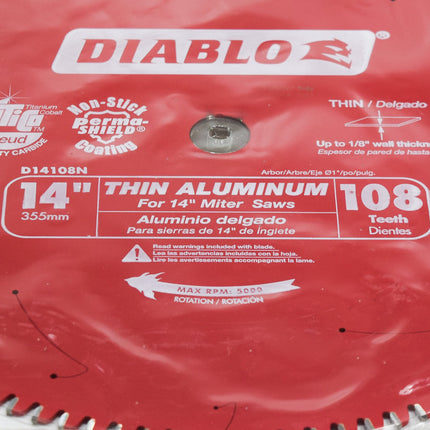 Diablo D14108N 14" x 108-Teeth Saw Blade for Thin Aluminum
