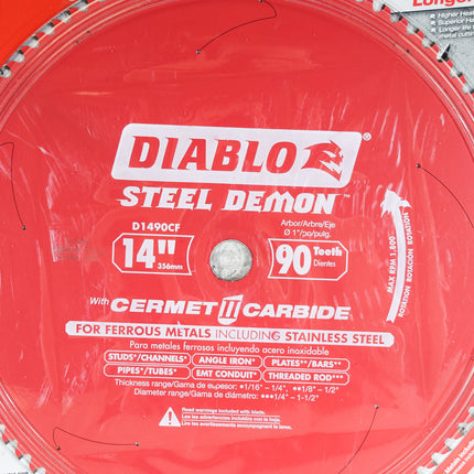 Diablo D1490CF 14" x 90-Teeth Steel Demon Cermet II Saw Blade for Thin Metal