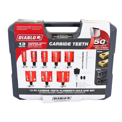 Diablo DHS13SPLCT 13 pc Carbide Teeth Hole Saw Set for Plumbers