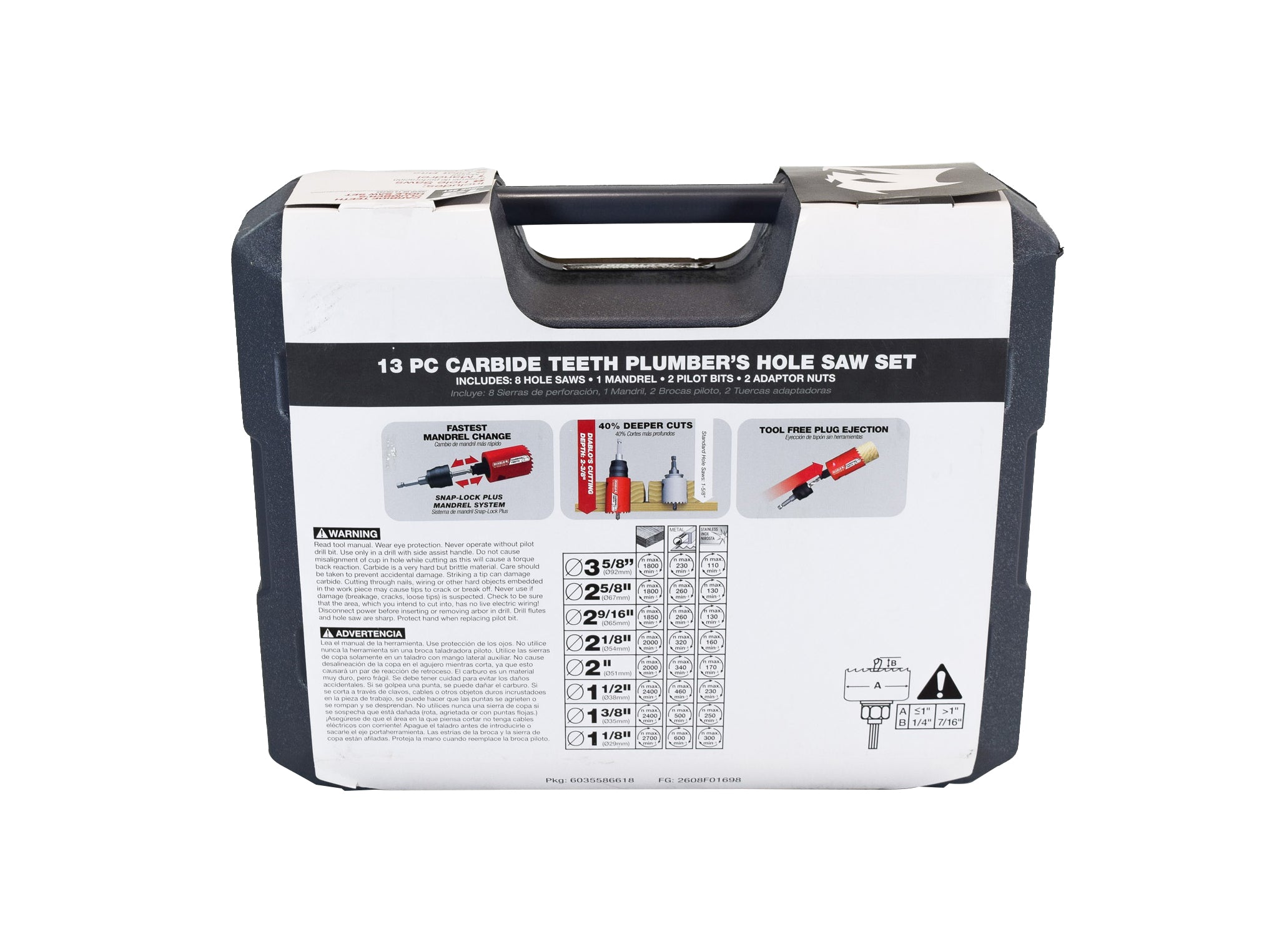 Diablo DHS13SPLCT 13 pc Carbide Teeth Hole Saw Set for Plumbers