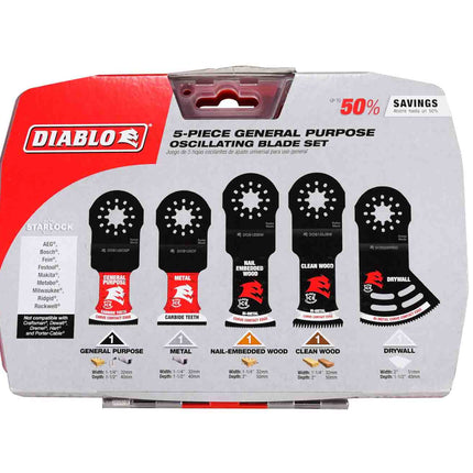 Diablo DOS5S 5 pc Starlock General Purpose Oscillating Blade Set (5-Piece)