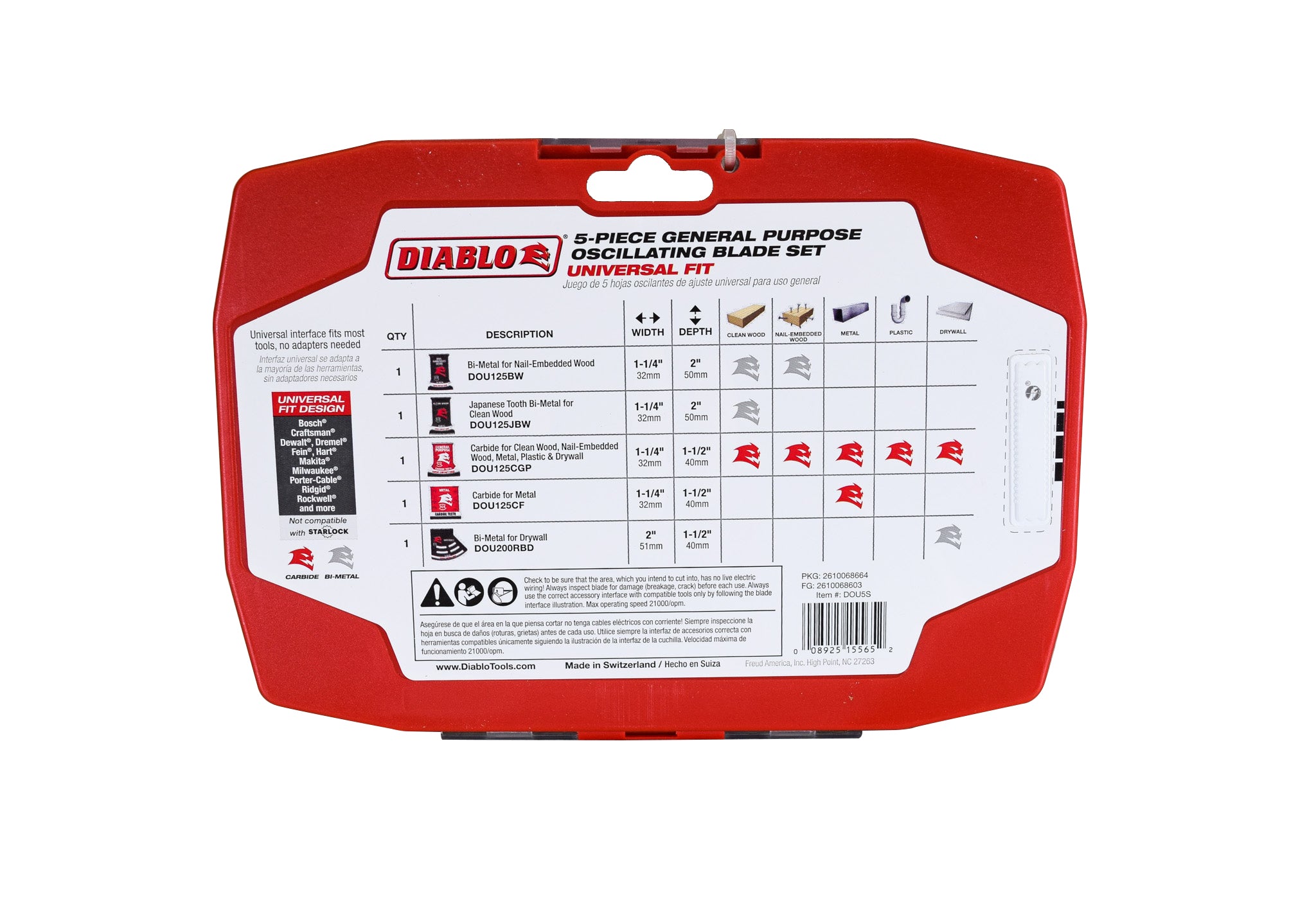 Diablo DOU5S 5 pc Universal Fit General Purpose Oscillating Blade Set (5-Piece)