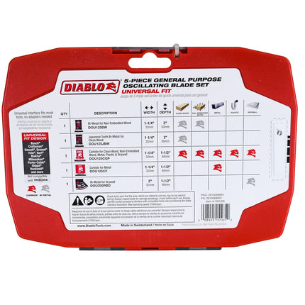 Diablo DOU5S 5 pc Universal Fit General Purpose Oscillating Blade Set (5-Piece)