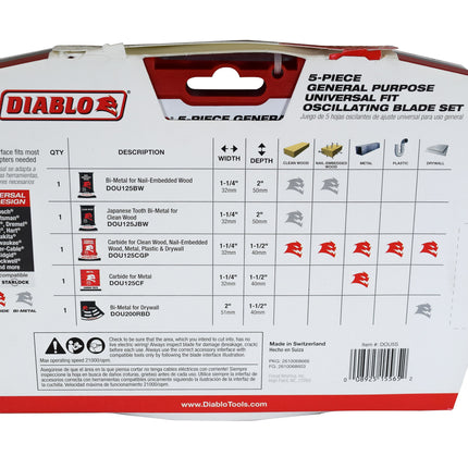 Diablo DOU5S 5 pc Universal Fit General Purpose Oscillating Blade Set (5-Piece)