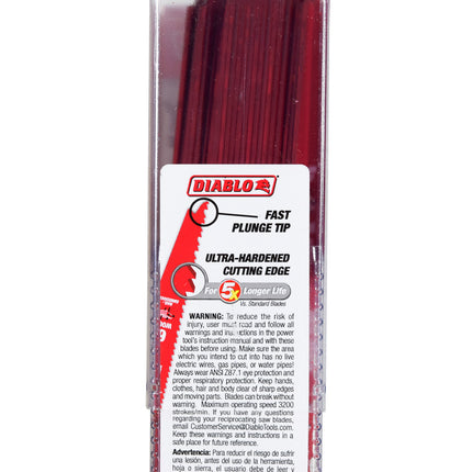 Diablo DS0612BW25 6" 6/12TPI Bi-Metal Reciprocating Saw Blades for Nail-Embedded Wood (25-Pack)