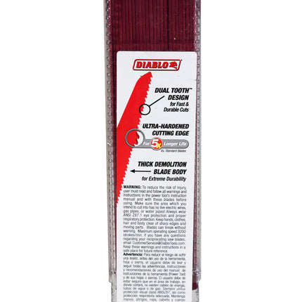 Diablo DS0908BFD-25 9" 8/10TPI Bi-Metal Reciprocating Saw Blade for Thick Metal (25 Pack)