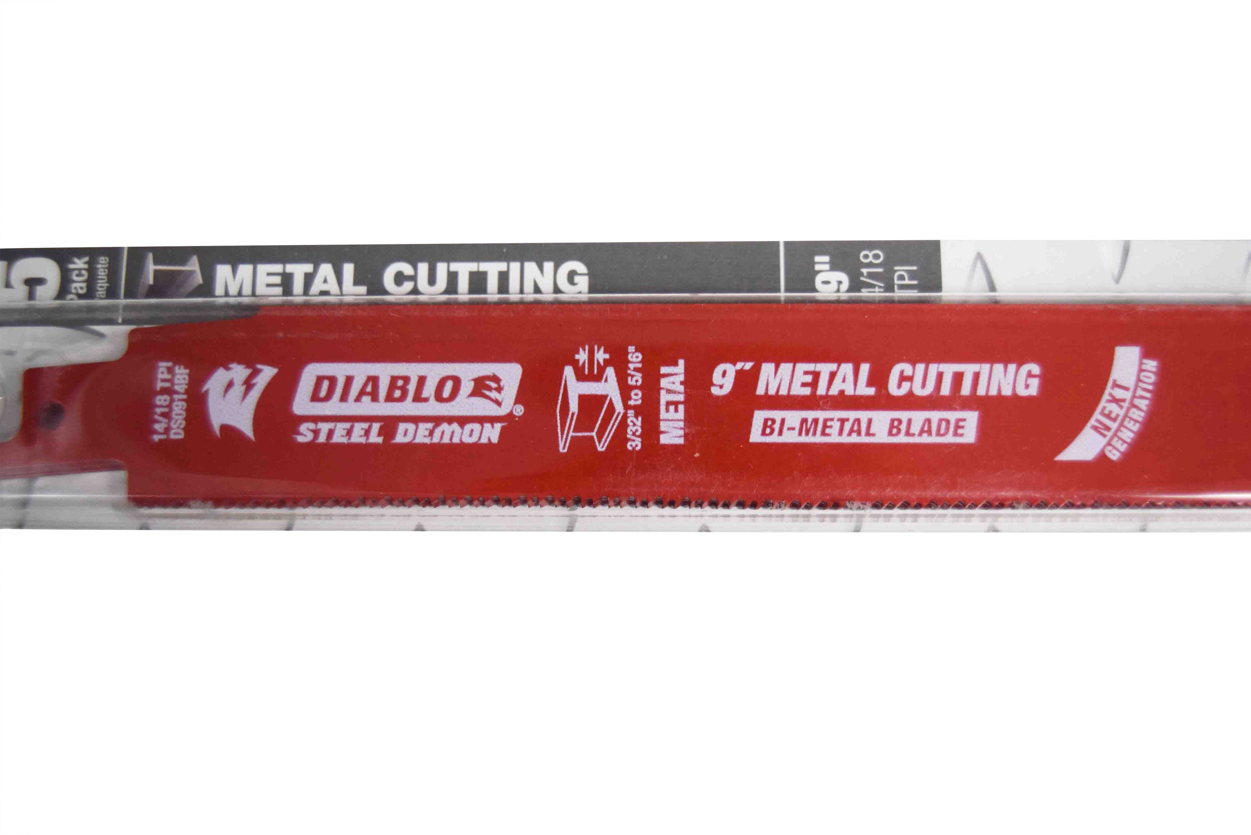 Diablo DS0914BF5 9" 14/18TPI Bi-Metal Reciprocating Saw Blades for Medium Metal (5-Pack)