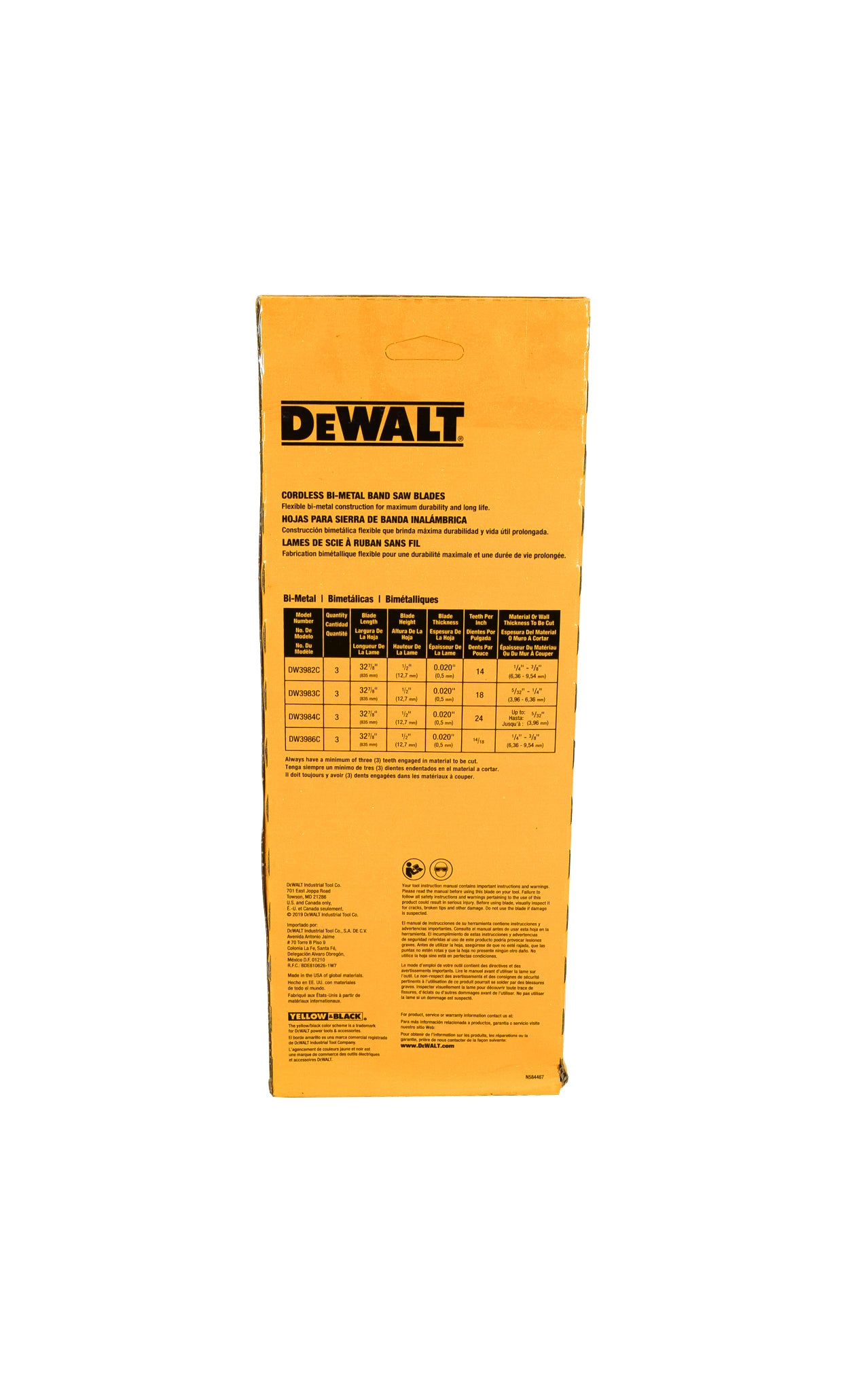DEWALT DW3983C 18 TPI Portable Band Saw Blade, 3-Pack