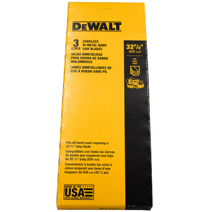 DeWalt DW3986C 14/18 TPI Bi-Metal Portable Bandsaw Blades, 32-7/8 in. Length, 0.02" Width (3-Pack)