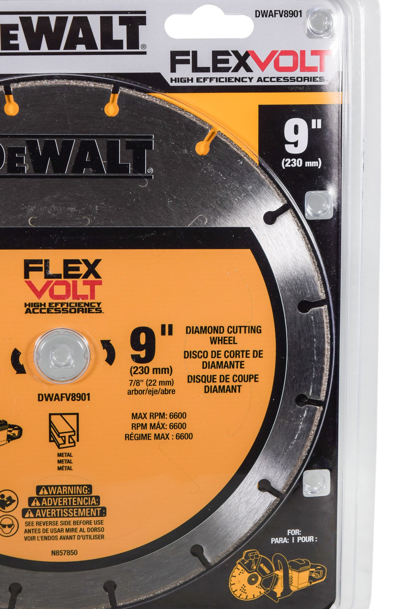 Dewalt DWAFV8901 Flexvolt 9" Metal Cutting Diamond Wheel