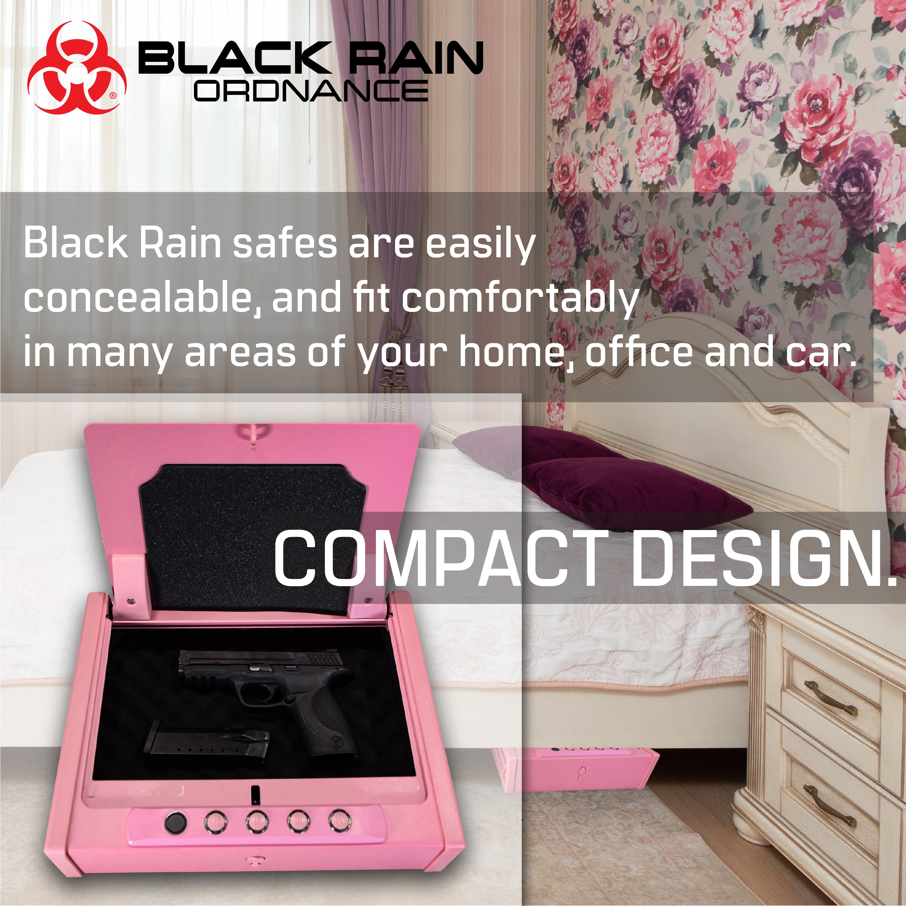 Black Rain Ordnance - Security Safe w/ Biometric Fingerprint or KeyPad Lock (Pink)
