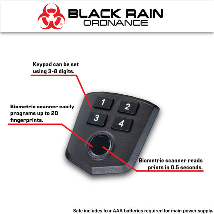 Black Rain Ordnance - Biometric Fingerprint or Keypad Lock Security Safe (Black)