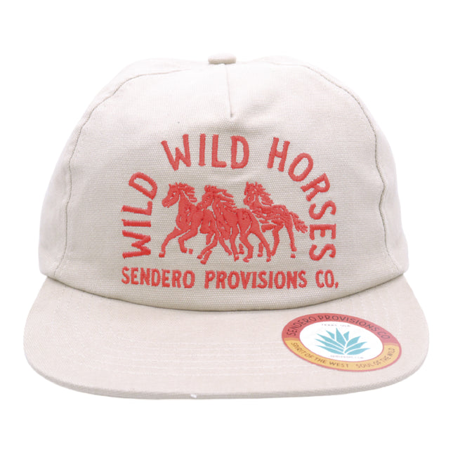 Sendero Provisions Co. Wild Wild Horses Adjustable Snapback Hat with Embroidered Design (Tan/Orange) - One Size