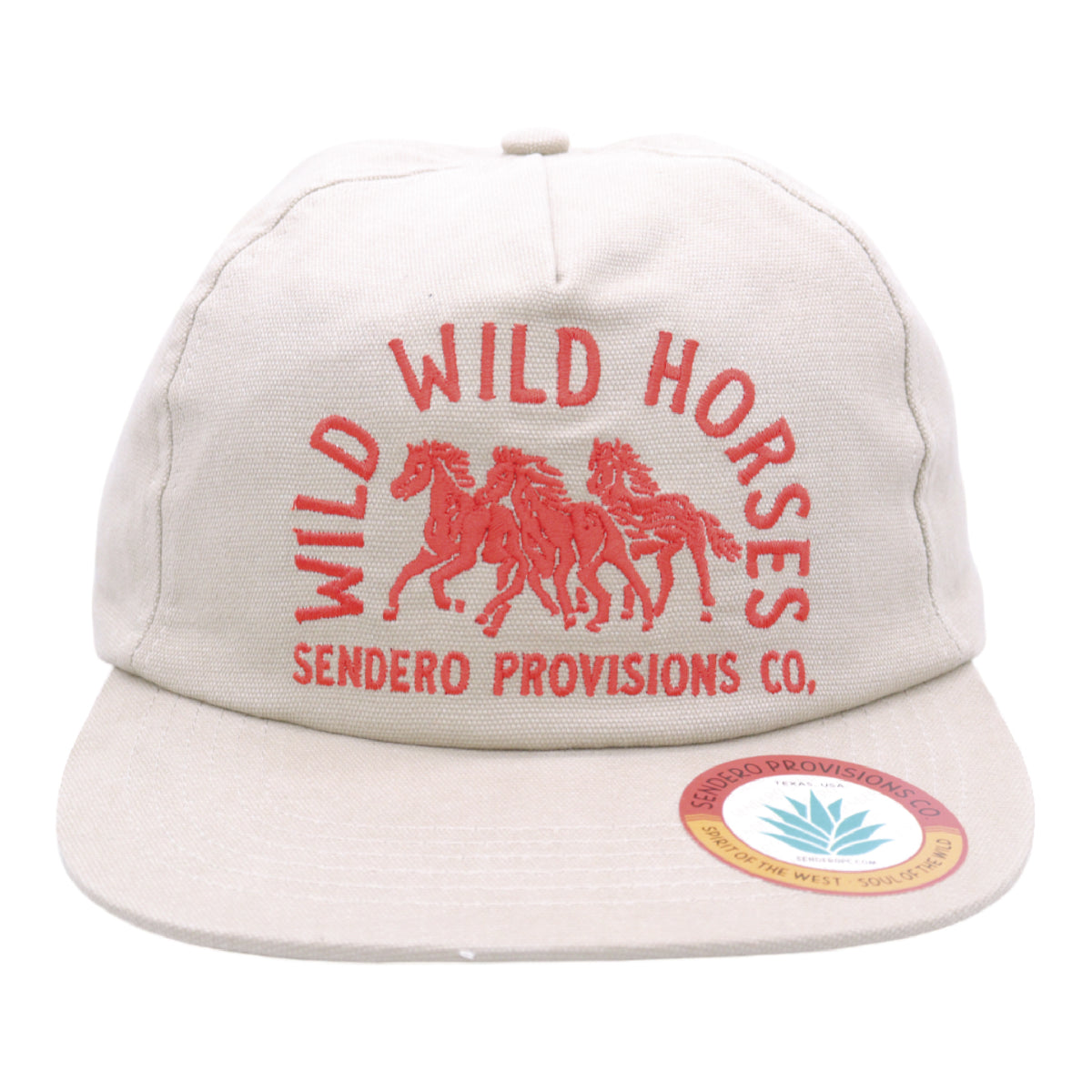 Sendero Provisions Co. Wild Wild Horses Adjustable Snapback Hat with Embroidered Design (Tan/Orange) - One Size