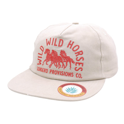 Sendero Provisions Co. Wild Wild Horses Adjustable Snapback Hat with Embroidered Design (Tan/Orange) - One Size