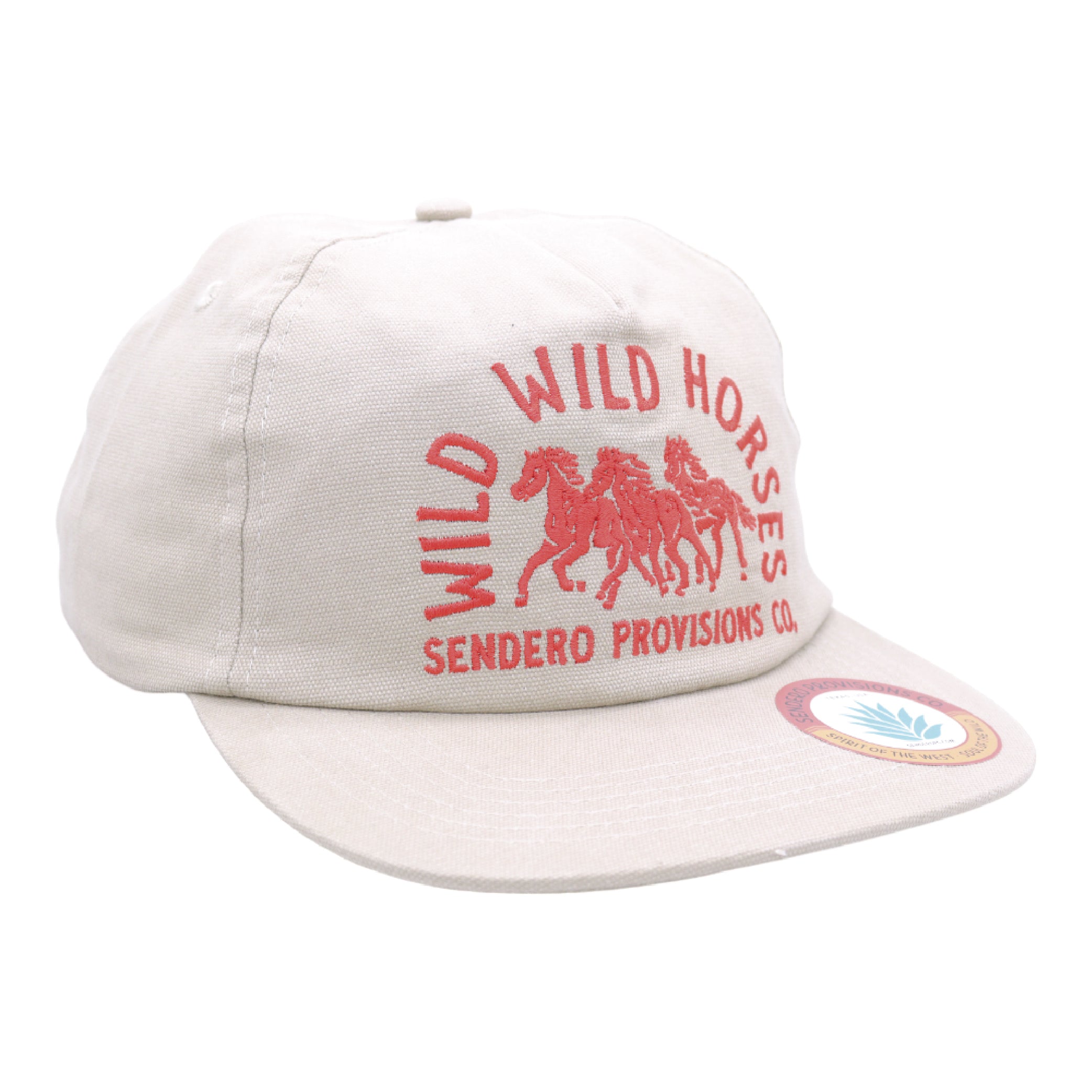 Sendero Provisions Co. Wild Wild Horses Adjustable Snapback Hat with Embroidered Design (Tan/Orange) - One Size
