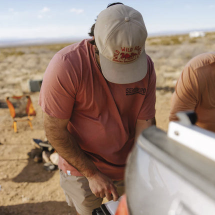 Sendero Provisions Co. Wild Wild Horses Adjustable Snapback Hat with Embroidered Design (Tan/Orange) - One Size