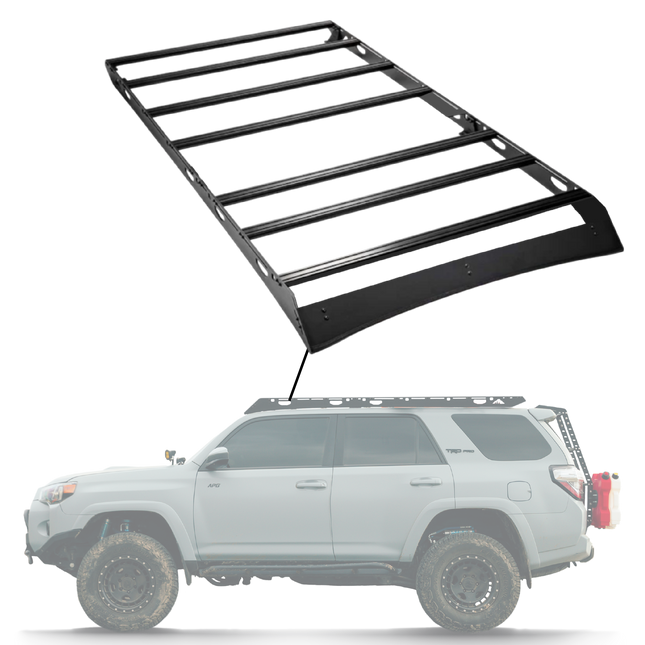 Sherpa - The Crestone Half Height/Single Row Light Aluminum Roof Rack with Crossbars Made for 2010-24 Toyota 4Runner 5th Generation - Drill Free Rack for Tents; Kayaks; Bikes; Skis Made in the USA