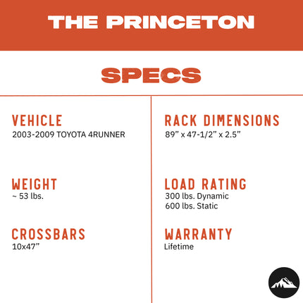 Sherpa - The Princeton Full Height Aluminum Roof Rack with Crossbars Made for 2003-2009 Toyota 4Runner - Drill Free Rack for Tents; Kayaks; Bikes; Skis Made in the USA